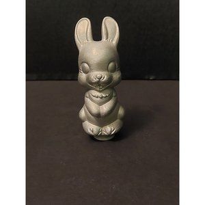 Vintage pewter bunny figurine, metal bunny, Easter bunny decor, kitsch bunny